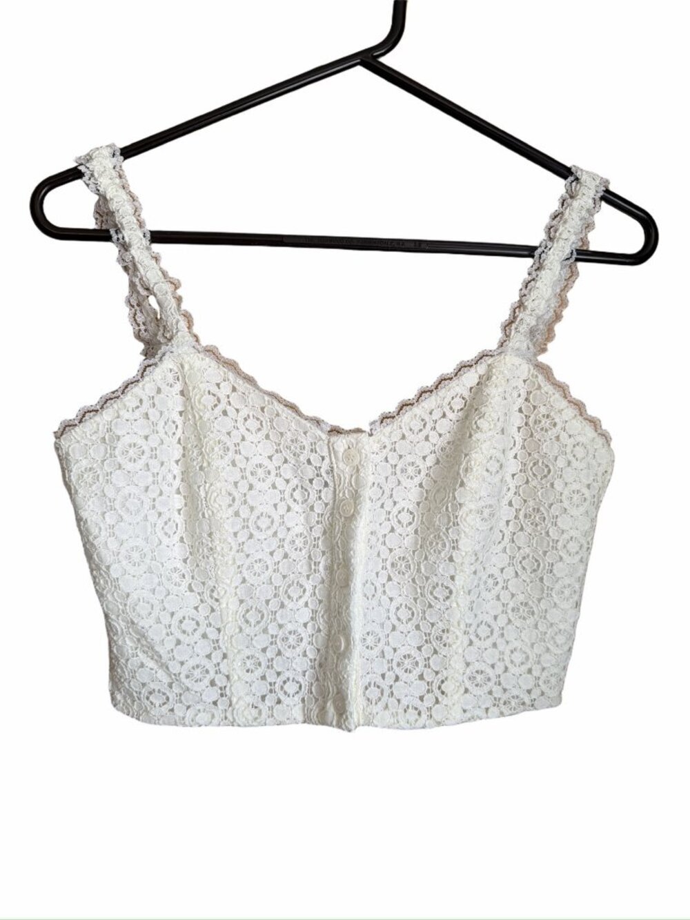 REFORMATION white lace lined crop top size 4
